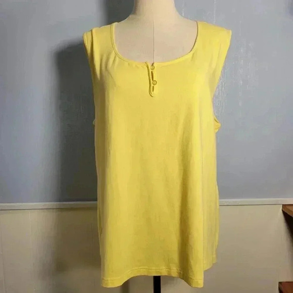 CJ Banks Size X Bright Yellow Semi Sheer Floral 3/4 Sleeve Blouse & Tank Top Set - Picture 9 of 11